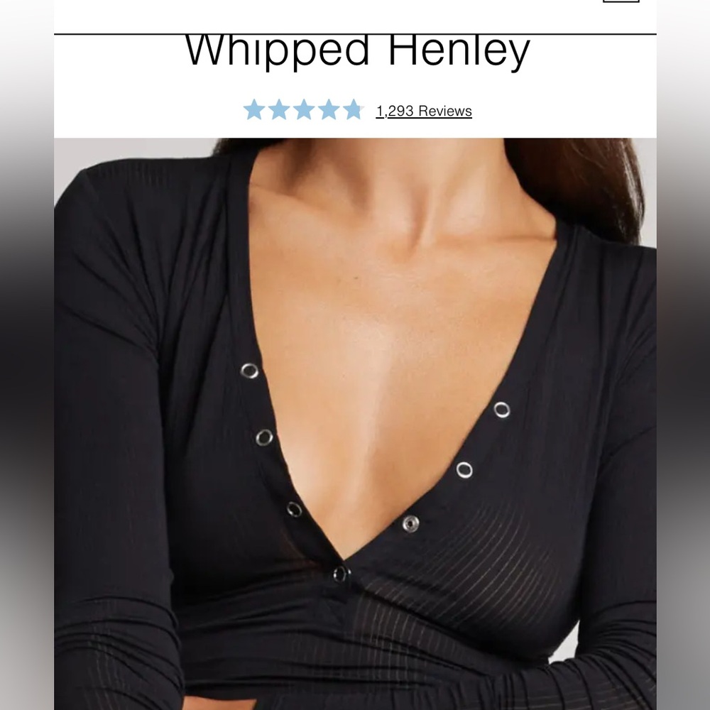 Negative Underwear Whipped Henley - Black, Large—-NWOT